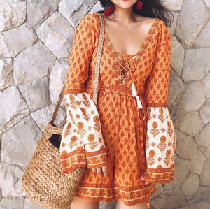 Bohemian Laced-up Romper