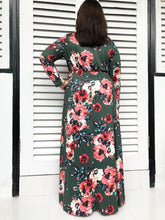 Long-Sleeved Floral Maxi (Moss Green)