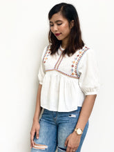 Embroidered Lantern Sleeved Babydoll Top