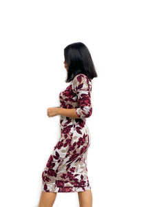 Knitted Floral Printed Midi
