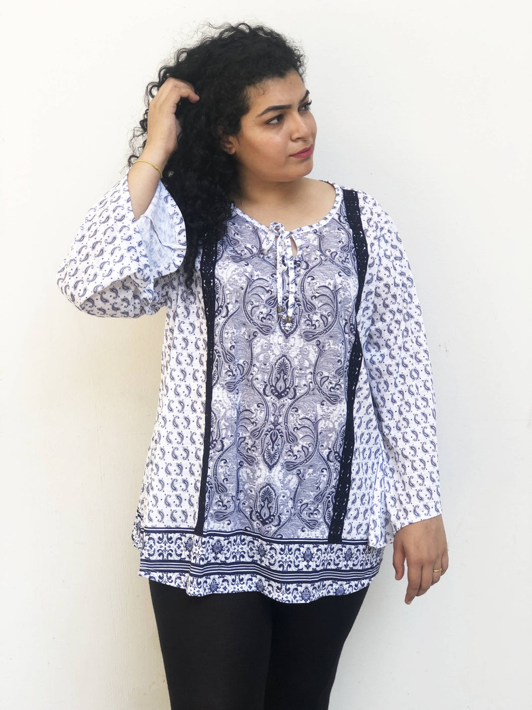 Parsley Lace Panelled Tunic Blouse