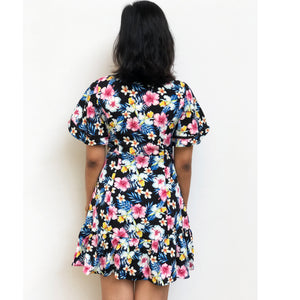 Flutter-Sleeve Floral Dress