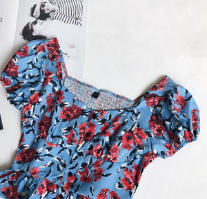 Square-Neck Floral Printed Top