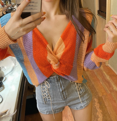 Twisted Rainbow Knitted Top