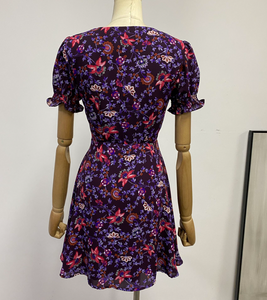 Floral Gathered-Sleeved Dress