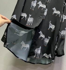 Zebra-Print Satin Shirt