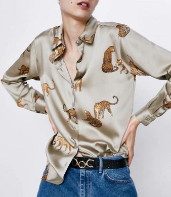 Leopard-Print Satin Shirt