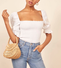Square-Neck Puff-Sleeved Top