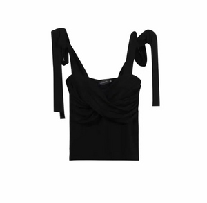 Ribbon-Tie Strap Knitted Top