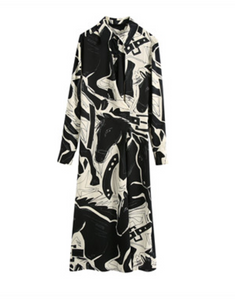 Abstract-Print Midi Shirt Dress