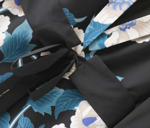 Oriental Print Waist-tie Blazer