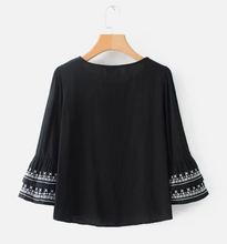 Cuff Embroidered Casual Top