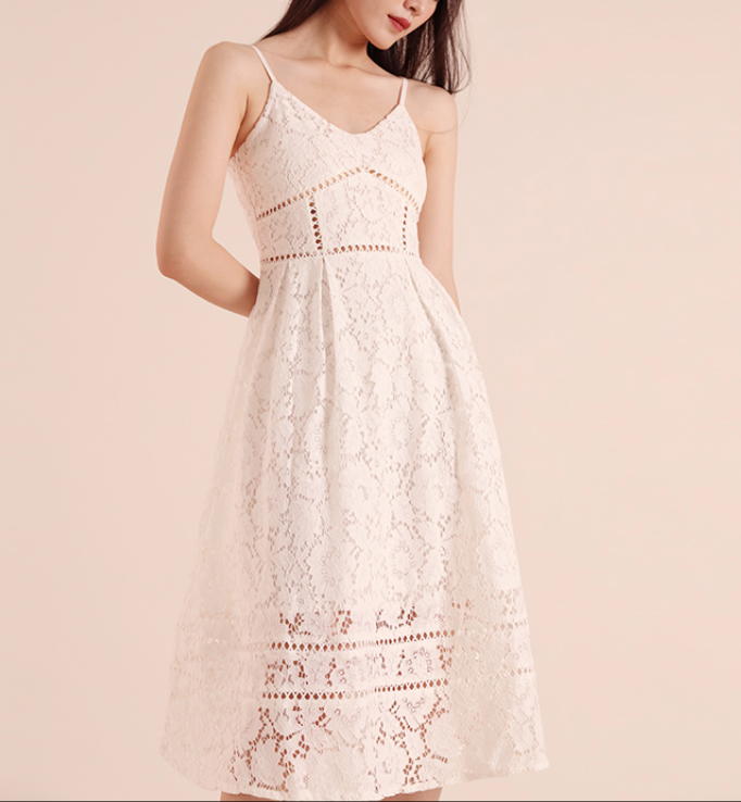 Crochet Lace Fairy Midi Dress [PREMIUM]