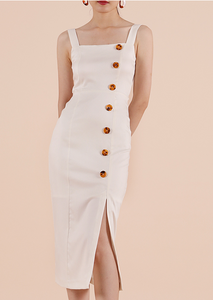Buttoned Slit Midi Dress [PREMIUM]