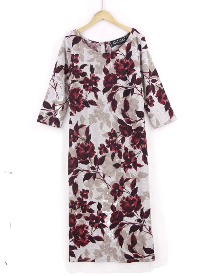 Floral-Print Knitted Midi Dress