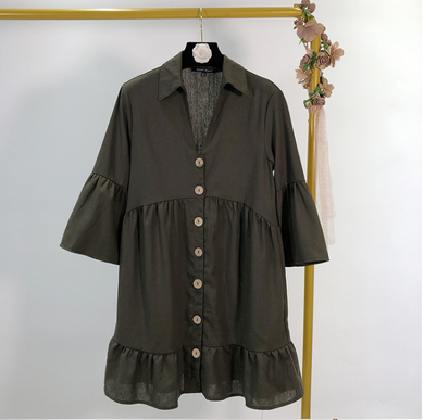 Single-Breasted Buttoned Shift Dress