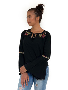 Embroidered Bell Sleeved Top